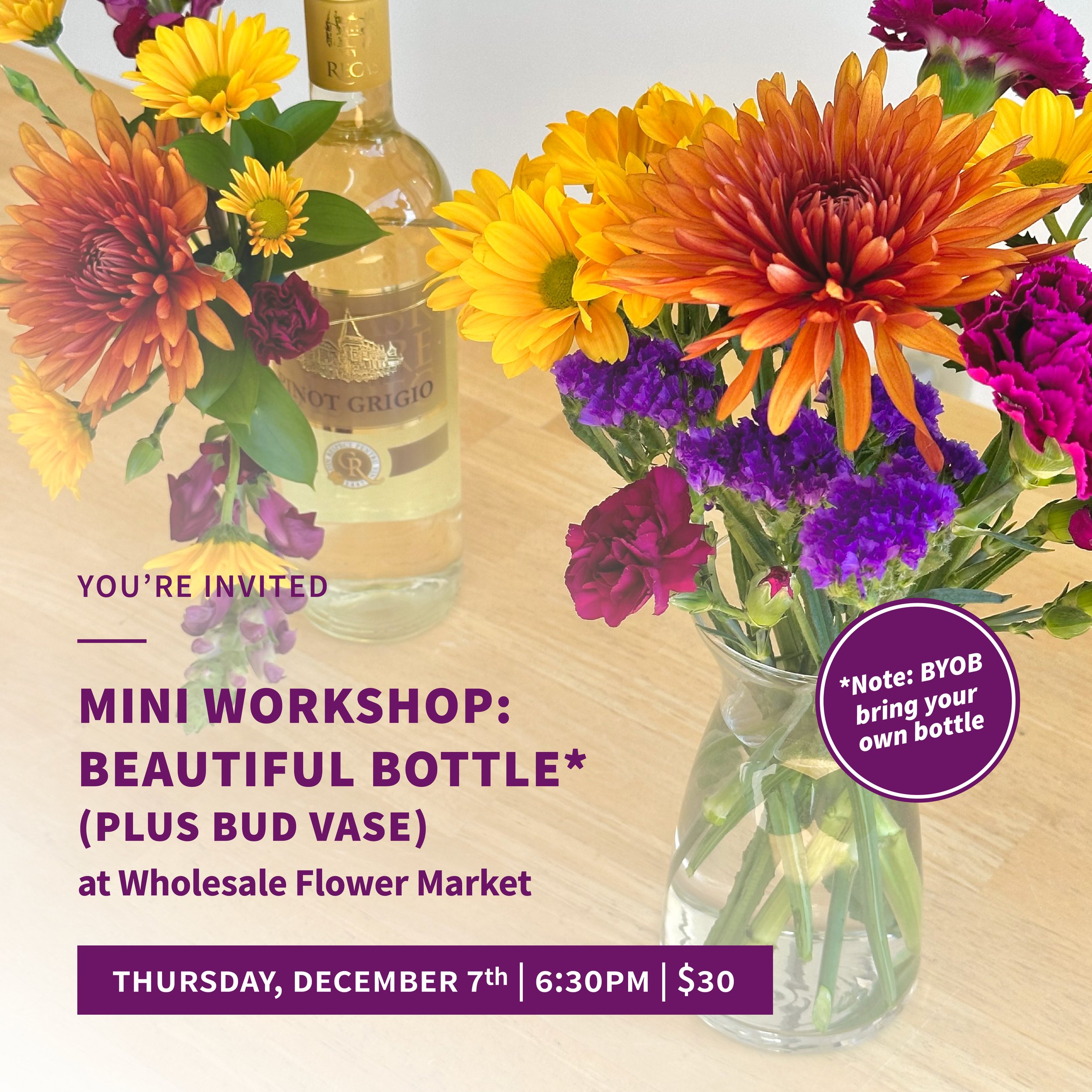 December Mini Workshop: Beautiful Bottle (Plus Bud Vase)