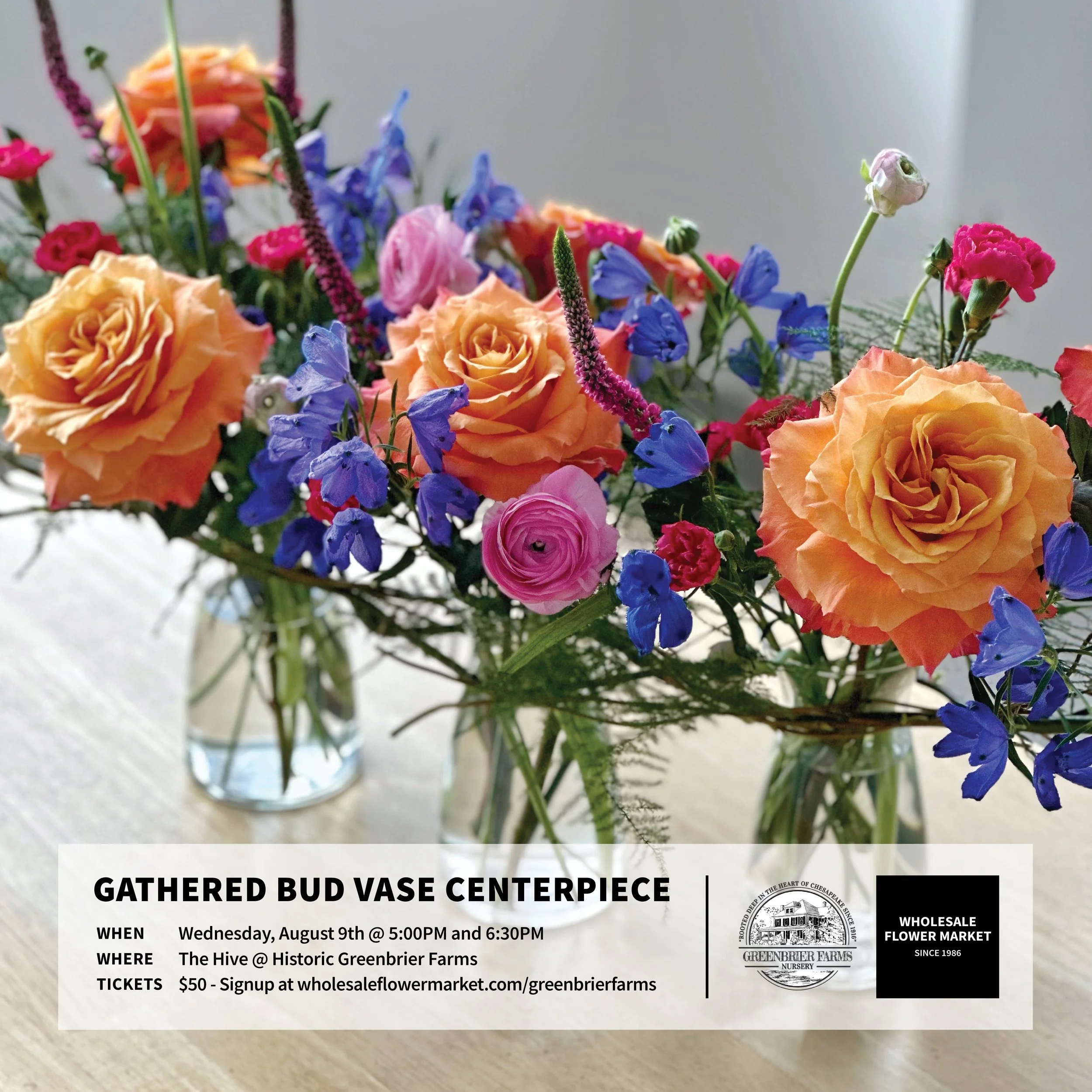 Gathered Bud Vase Centerpiece