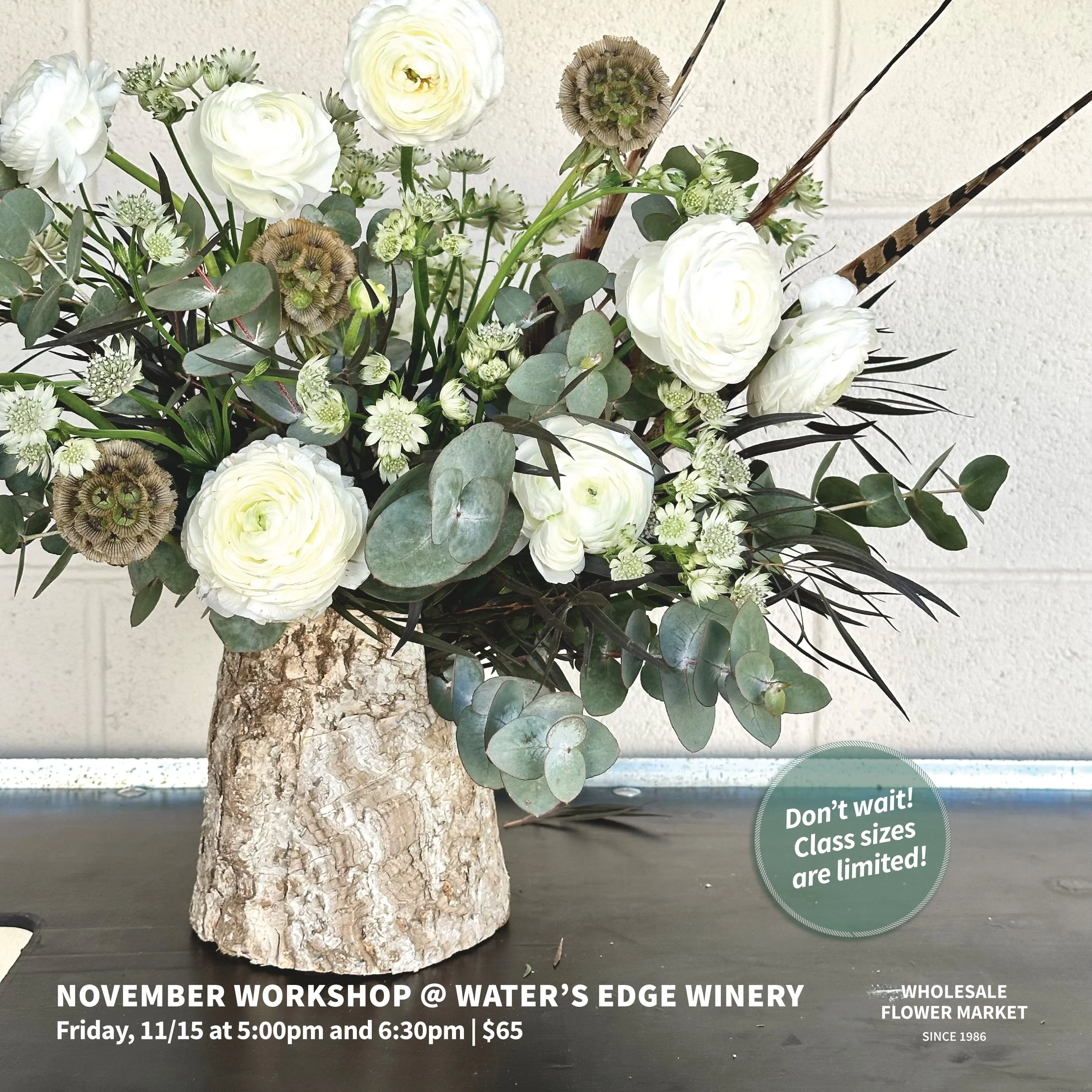 November 15th Workshop @ Waters Edge Winery