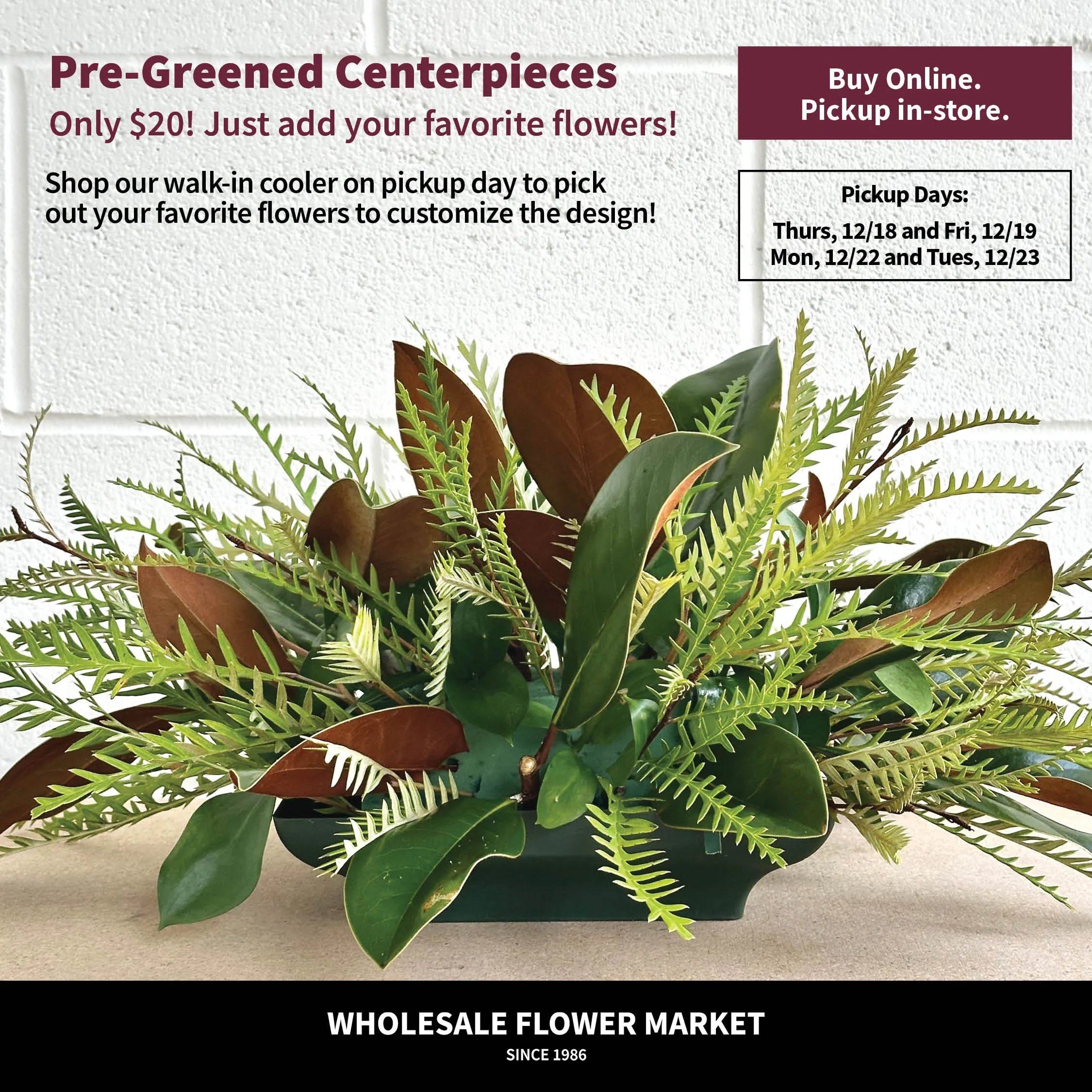 Pre-Greened Christmas Centerpiece