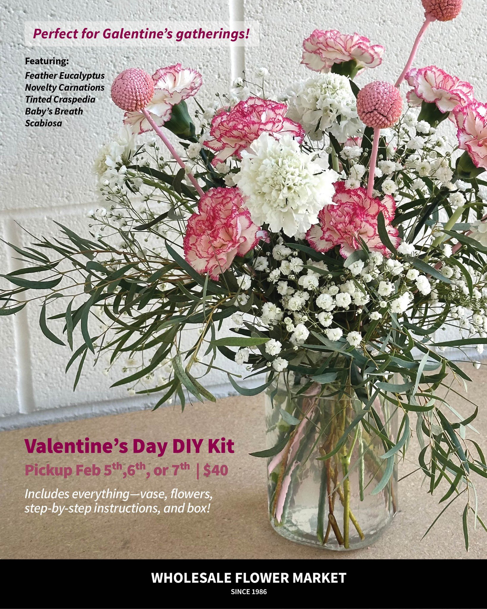 Pretty in pink, just in time for Valentine&rsquo;s Day 💕

Our Valentine&rsquo;s Day DIY Flower Kit is a fun, feel-good way to get in the V-Day spirit. Soft pinks, fresh whites, and all the supplies you need to make something sweet at home&mdash;no e