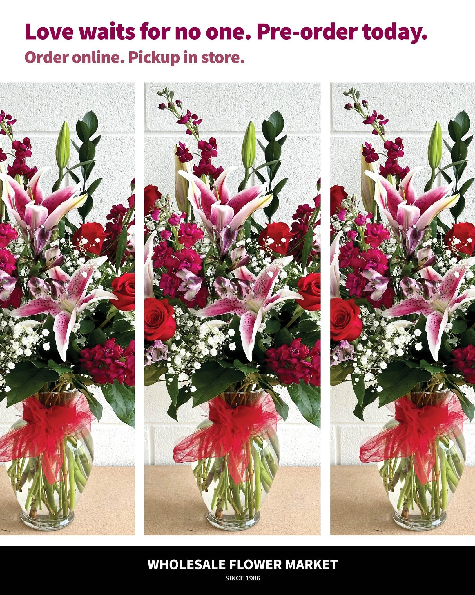 For the one who loves lilies. ❤️

Featuring fragrant oriental lilies and stock, paired with rich red roses, accent flowers, and lush greenery. Elegant, full, and undeniably statement-making.

As always, custom-cut box for easy transportation included