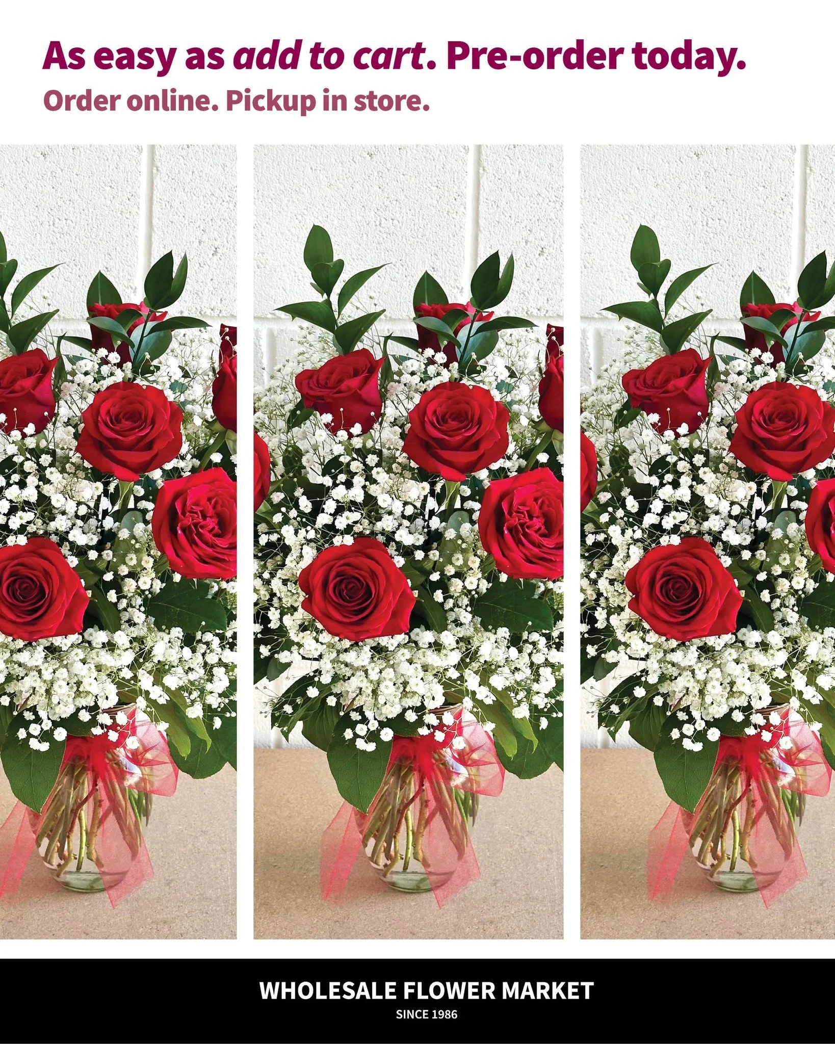 Classic for a reason. 🌹

A dozen red roses nestled in baby&rsquo;s breath and lush greenery&mdash;simple, romantic perfection.

As always, custom-cut box for easy transportation included. 

Order now: https://www.wholesaleflowermarket.com/vday-arran