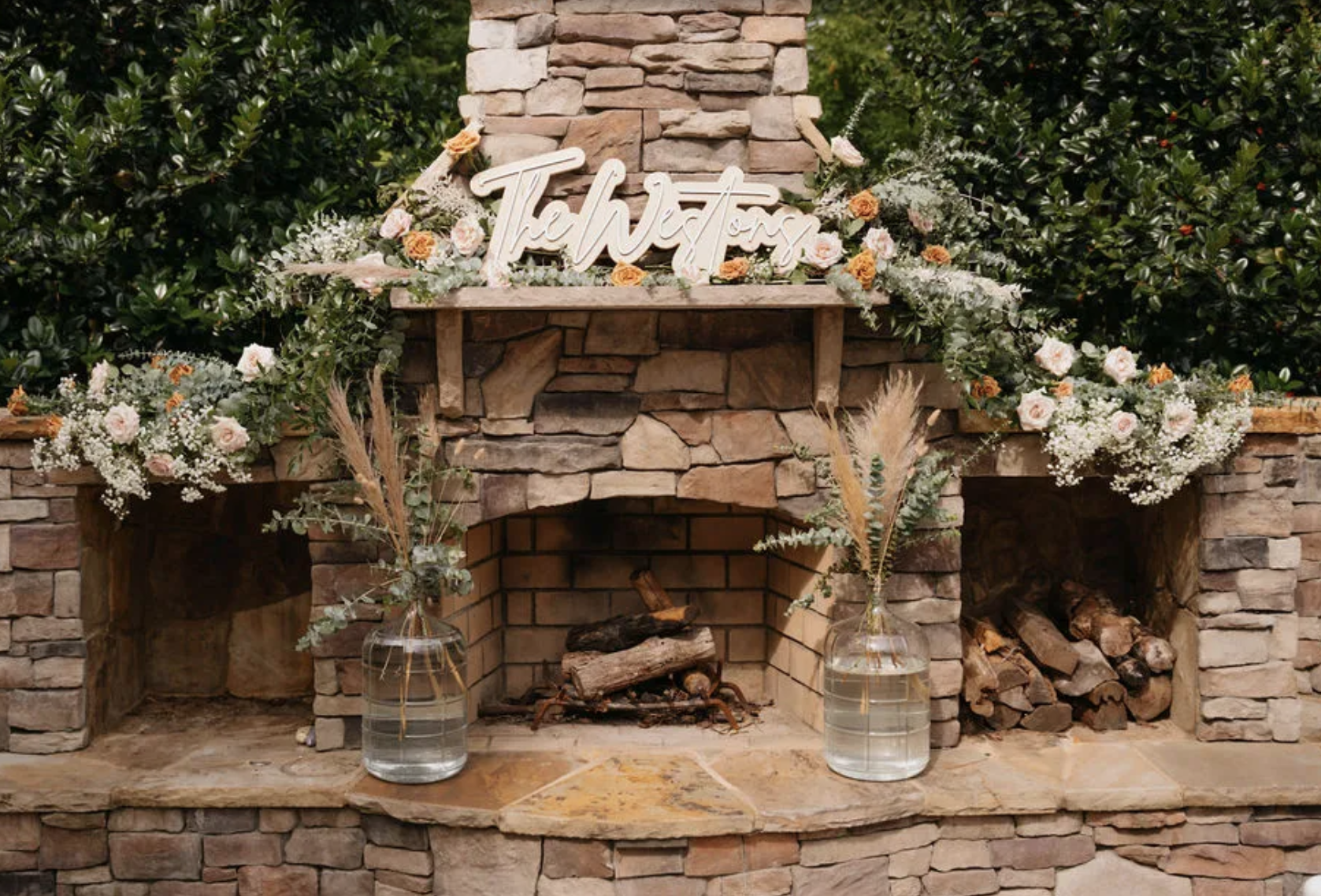 DIY Wedding Fireplace Flowers