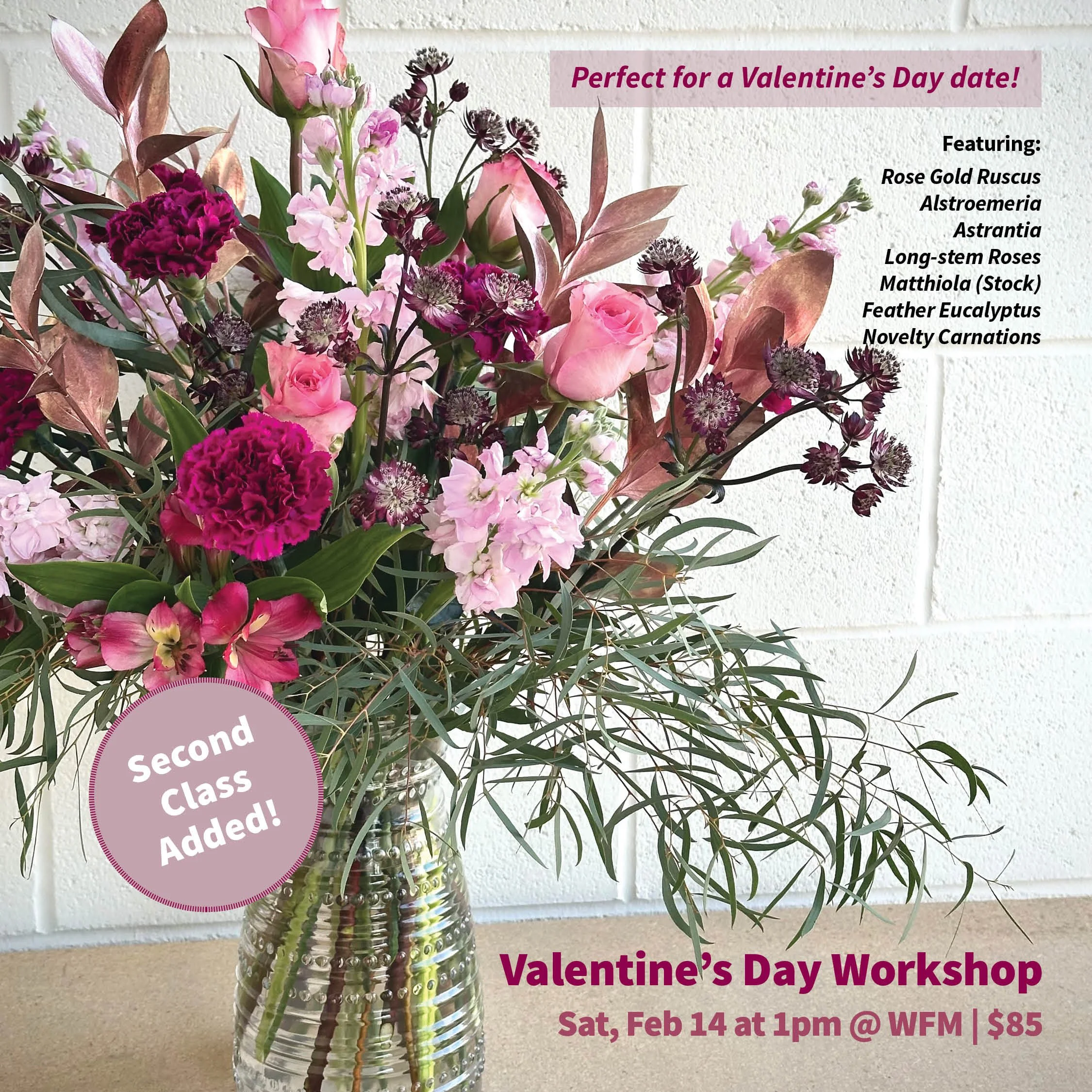 February Workshop: Valentine's Day Vase Arrangement (1PM)