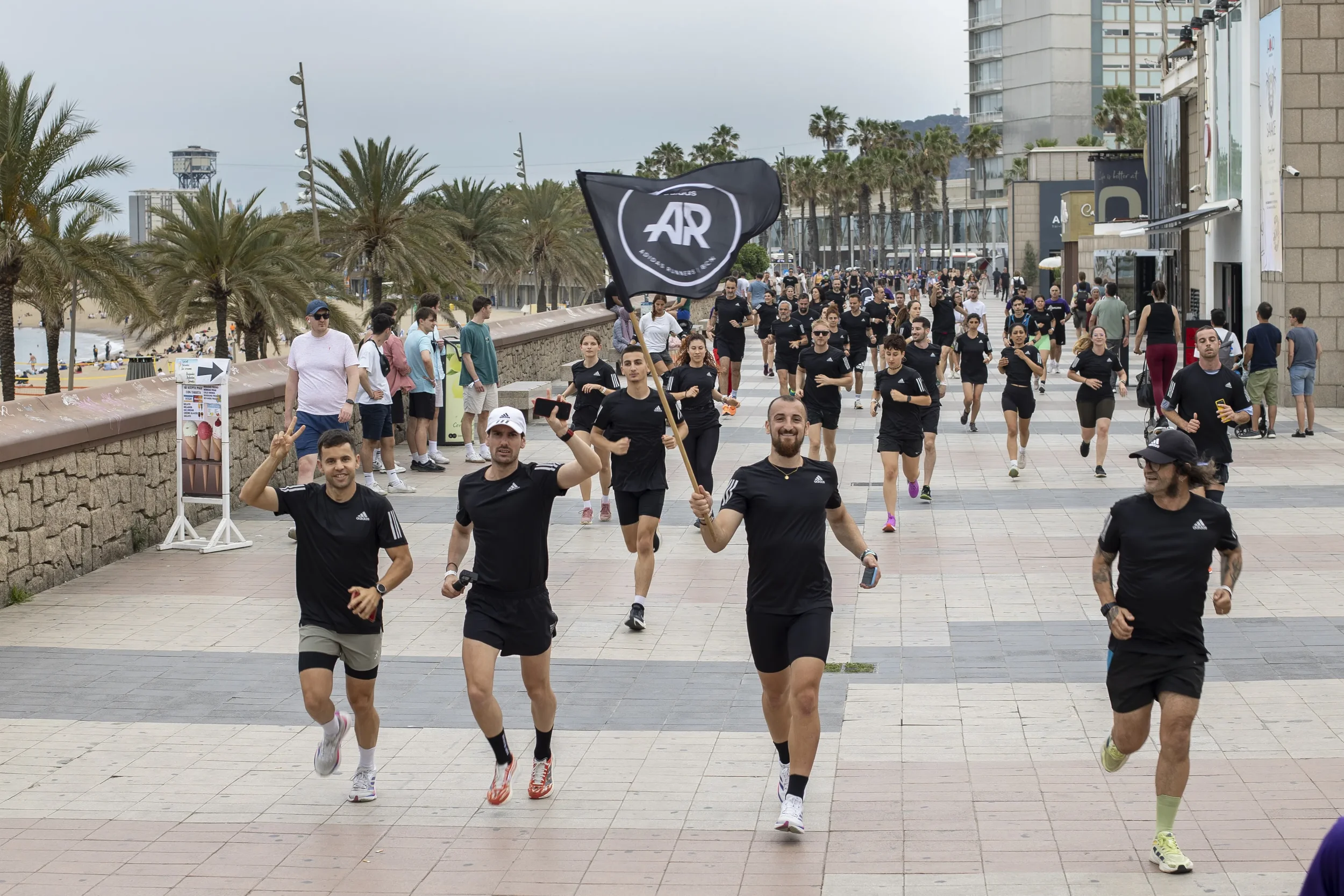 Group of people running during Move for the planet event in Barcelona