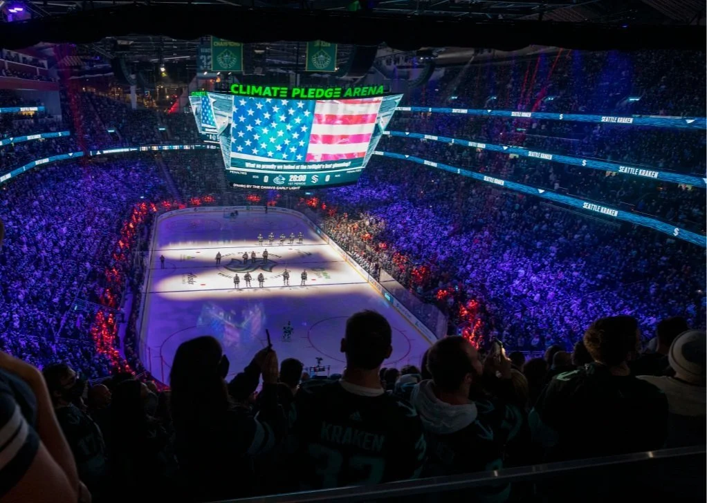 Wide-angle view of Climate Pledge Arena interior.