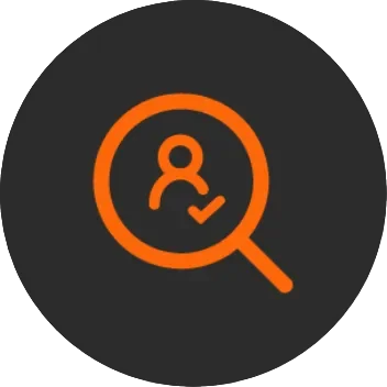 Orange folder icon on a dark gray circle background