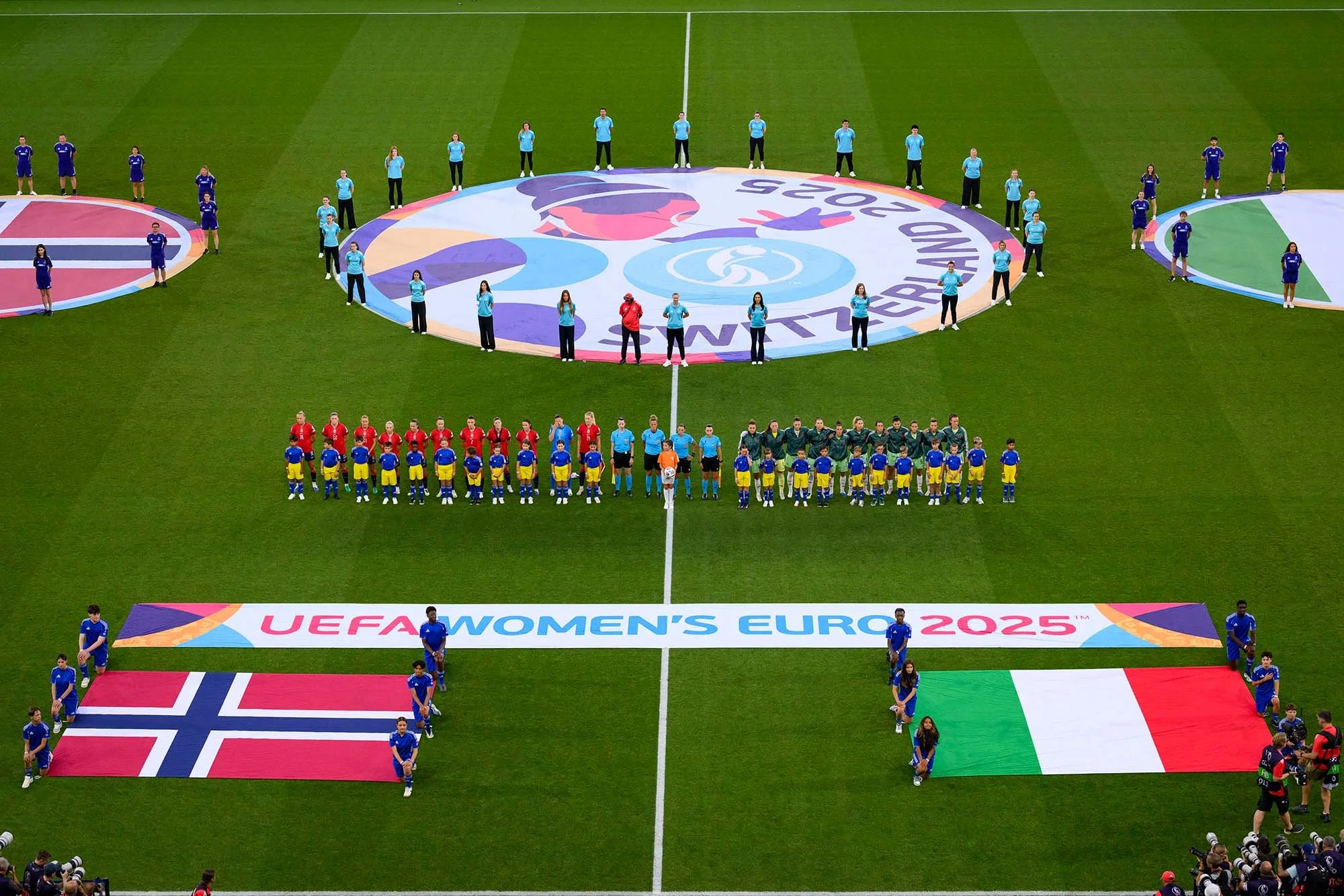 open ceremony of the match between Italy and  Norway during UEFA women's Euro 2025