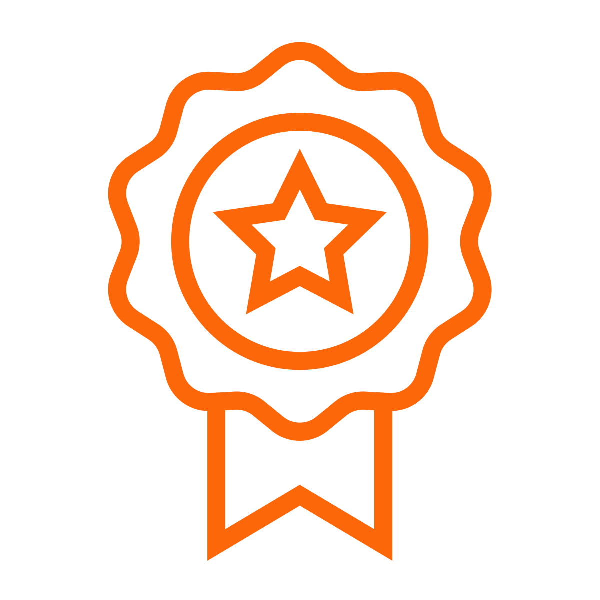 orange icon of a badge