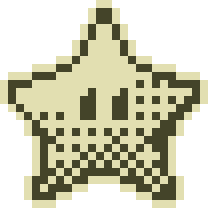 Pixelated star icon with a yellow outline and beige fill.