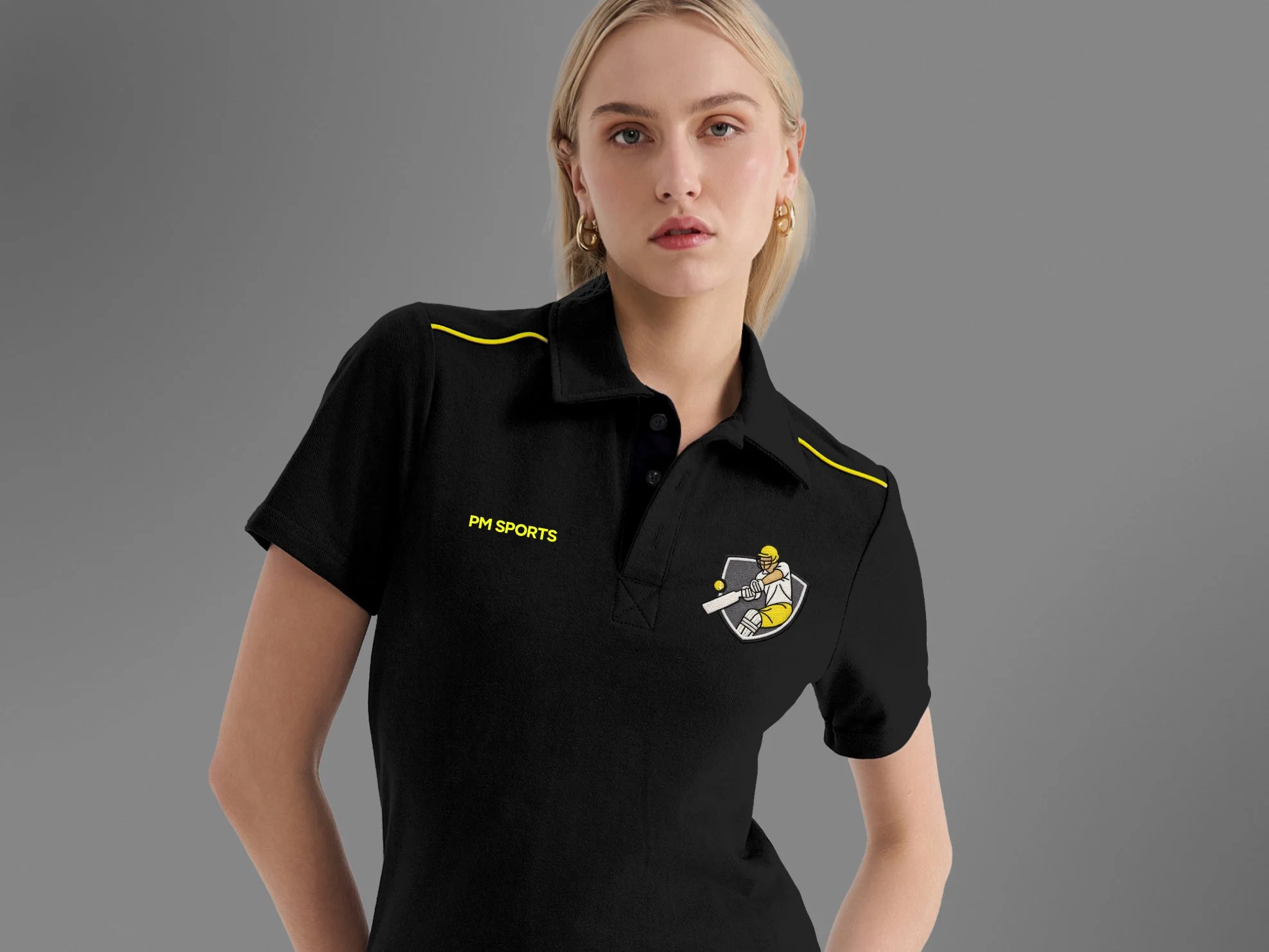 Cricket Polo T-Shirt: Patch Design & Mockups