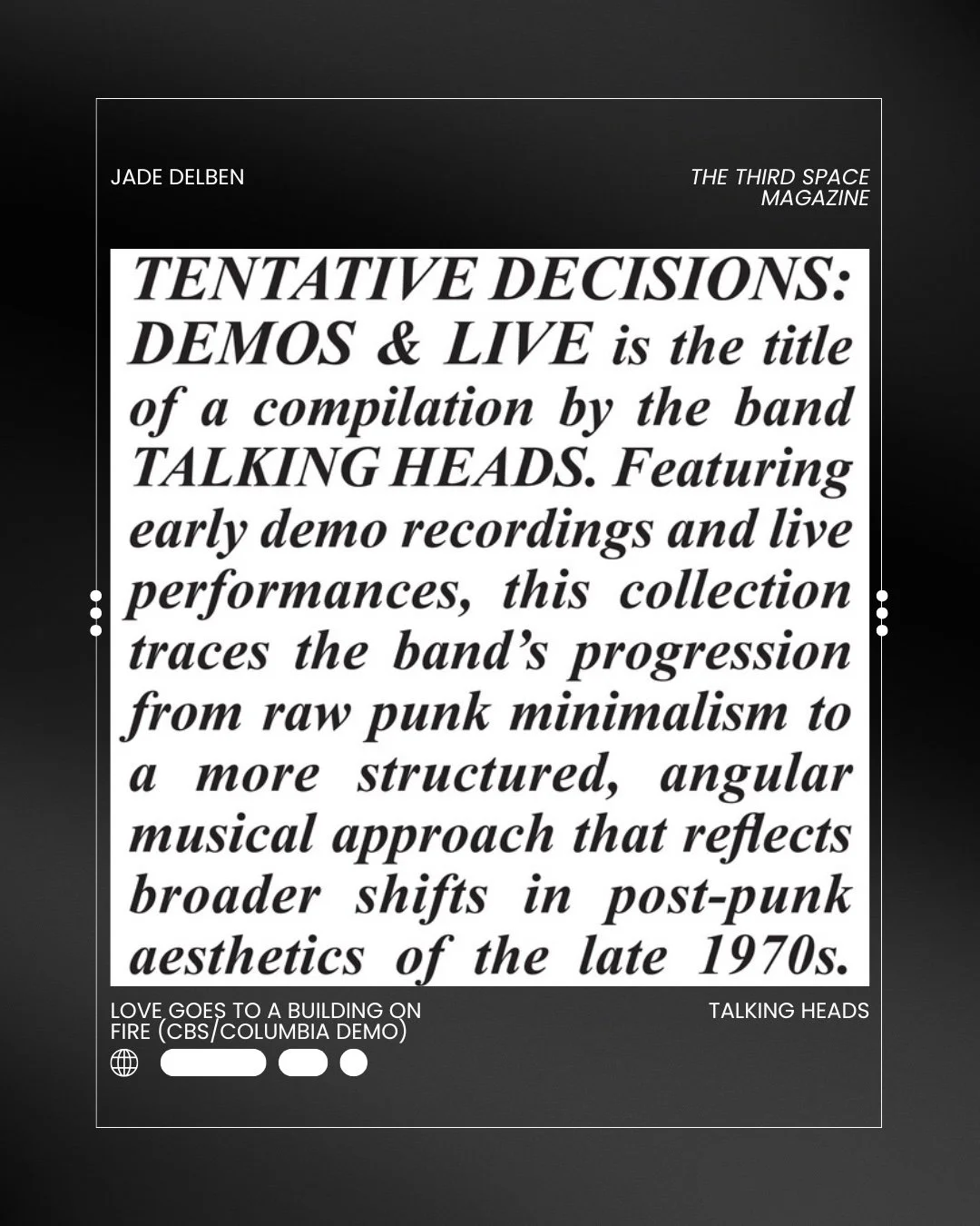 Album Preview: “Tentative Decisions: Demos &amp; Live” by Talking Heads