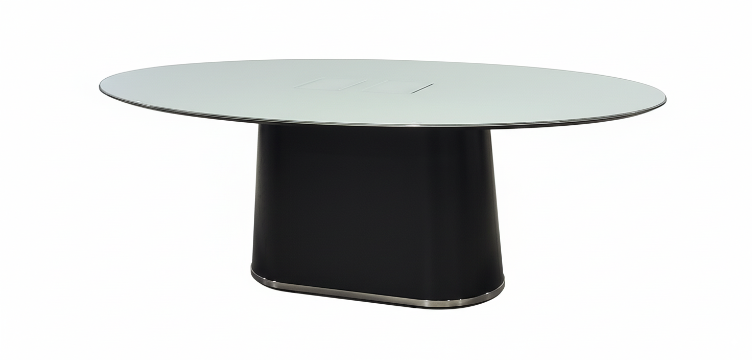 Paros conference room table with laminate tabletop and black base