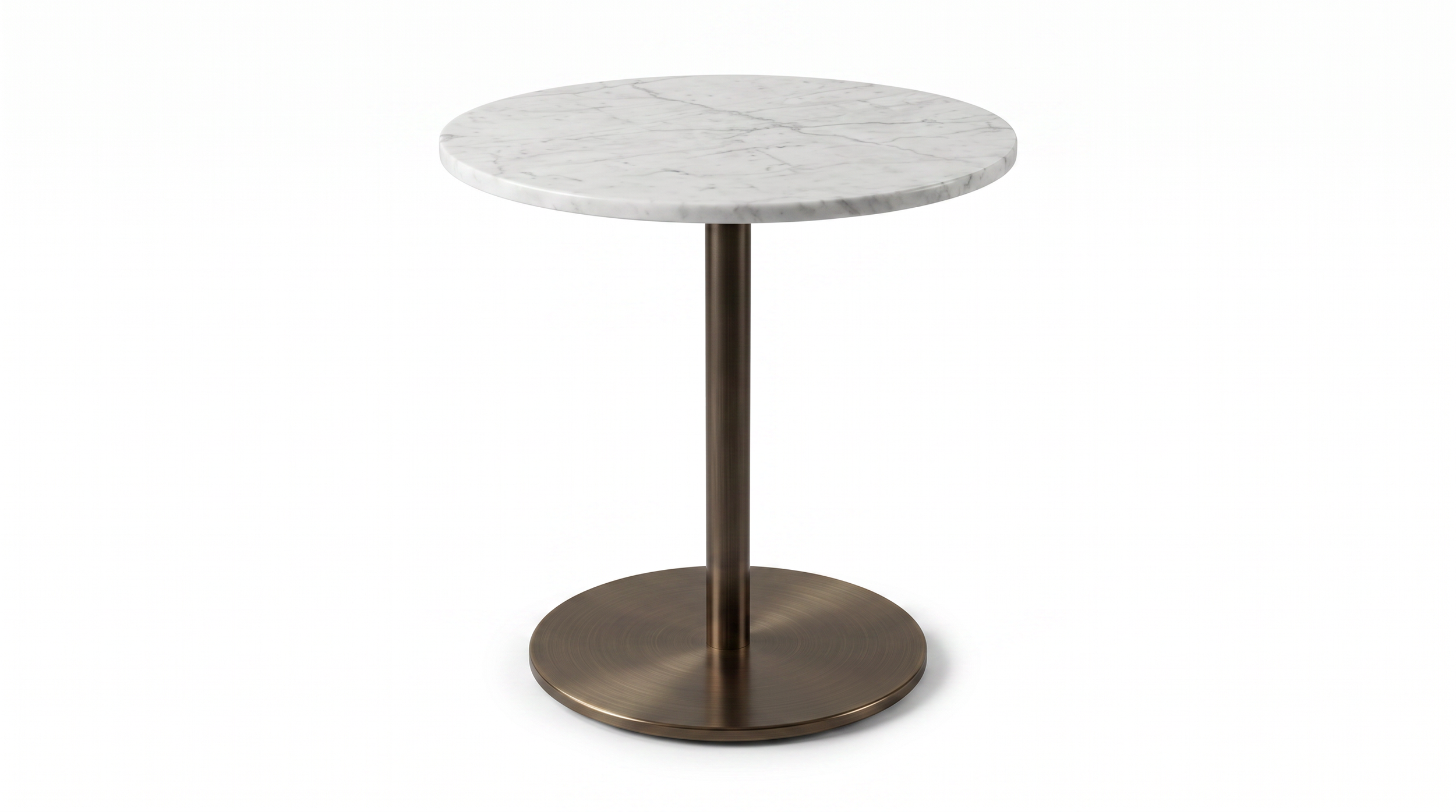 Piato occasional table with natural stone tabletop and bronze base.