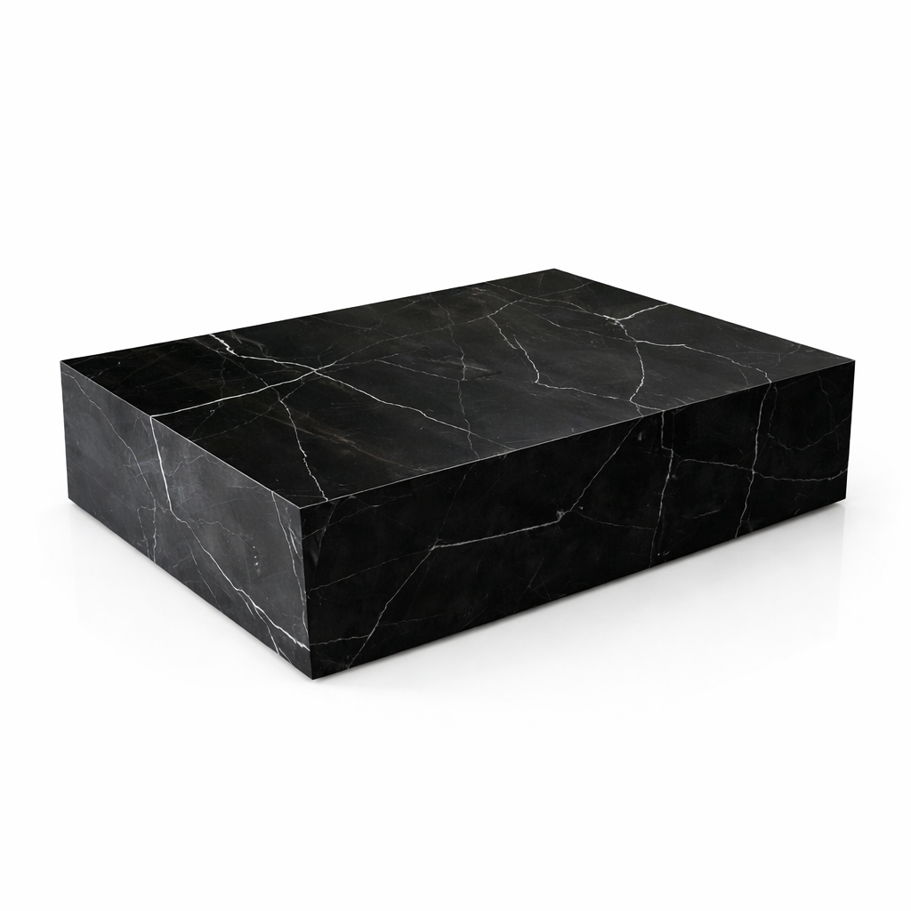 Low rectangle Cube occasional table in natural stone.