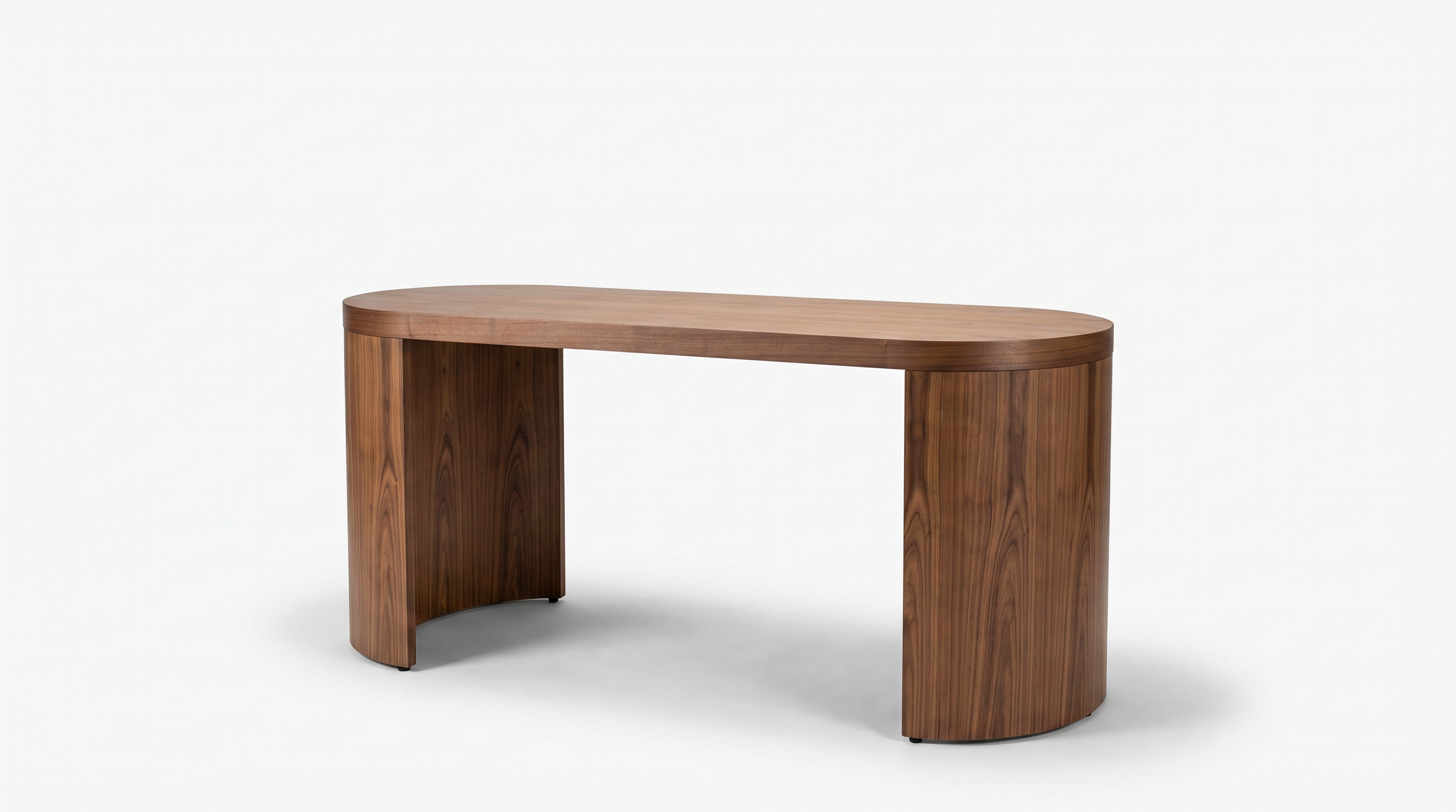Brooklyn Community table with arched base in veneer.