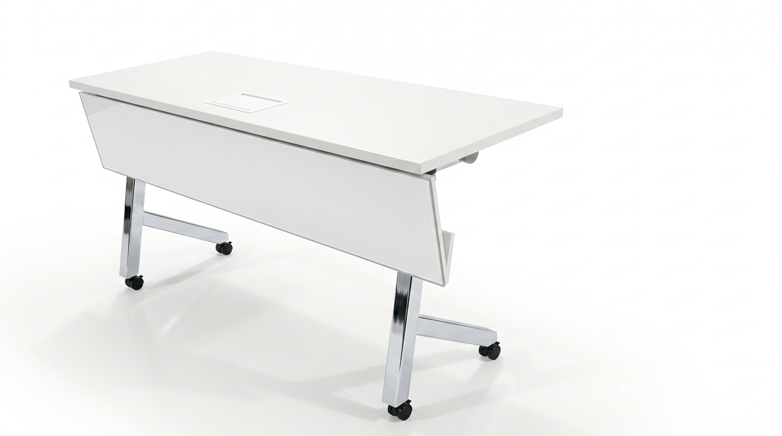 2Merge TR training room table  with white tabletop and chrome base