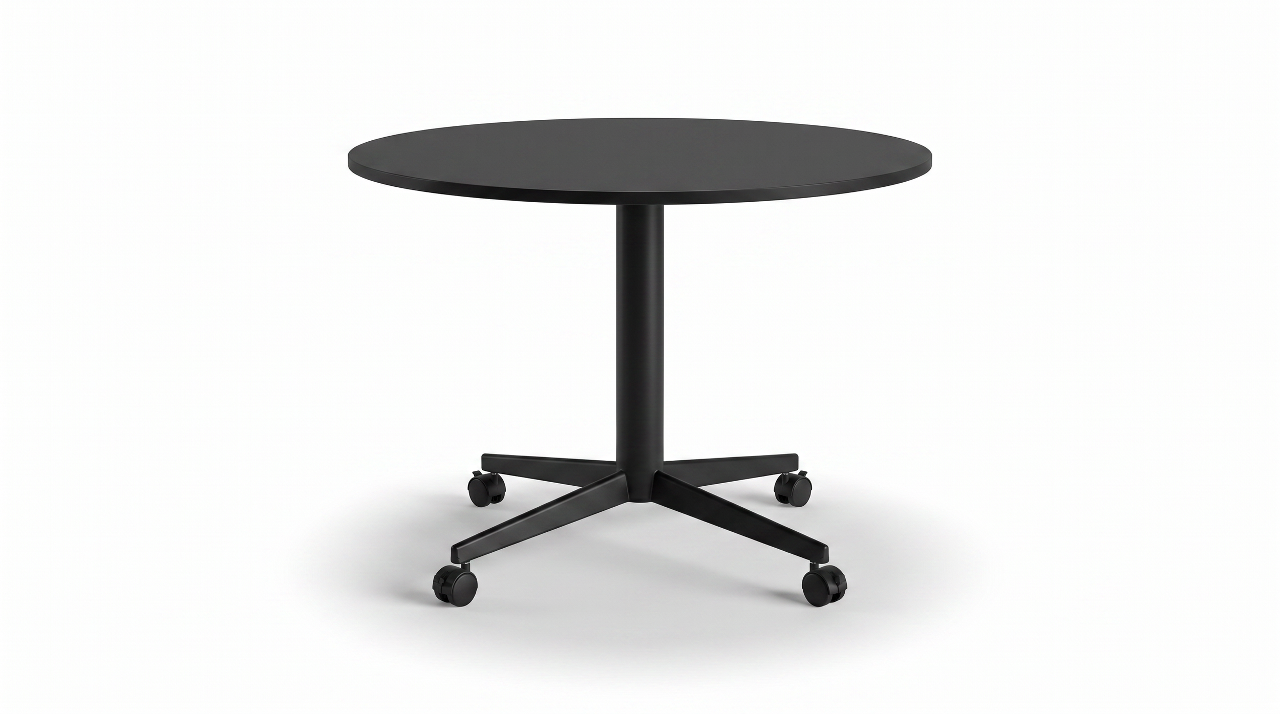 Asteri mobile table in black with casters.