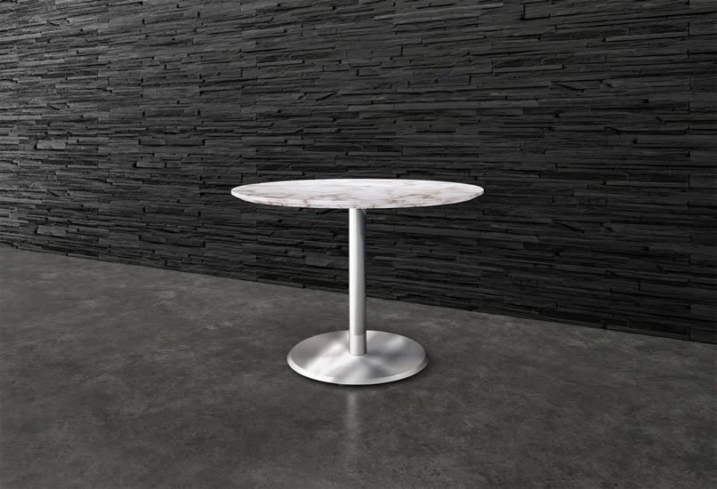 Marble stone round Beveled Plate table with chrome base