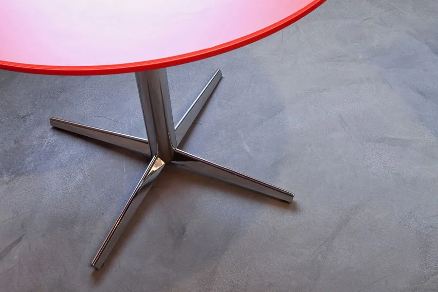 Red round Asteri collaborative and cafe table