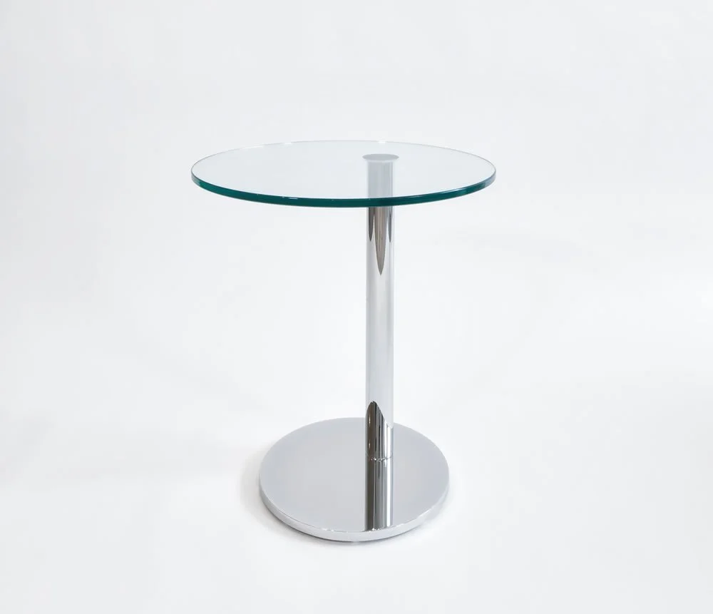Piato round glass table top occasional tables.