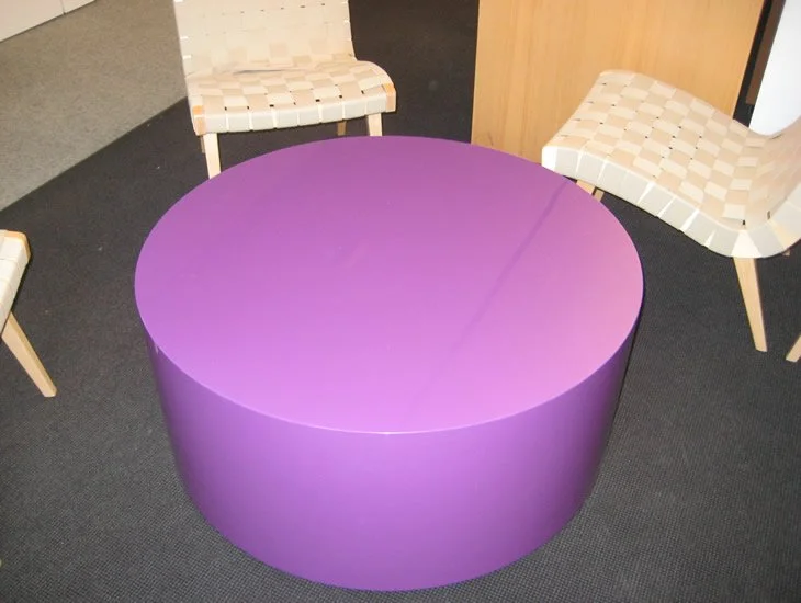 Round purple single drum cafe tables