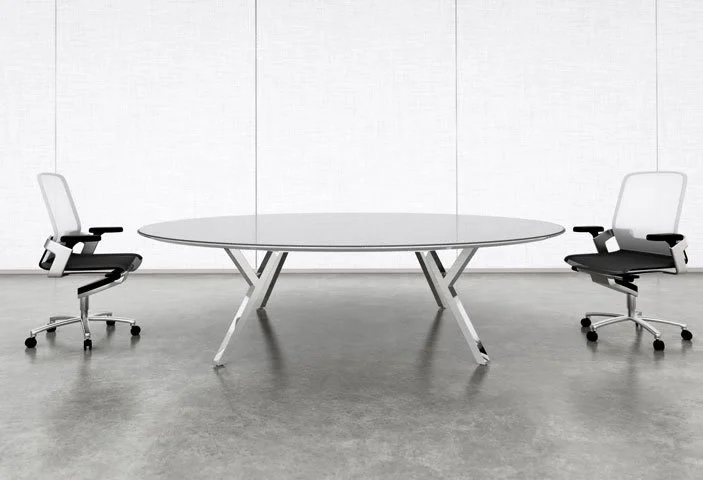 Round 2Merge table with chairs on each end.