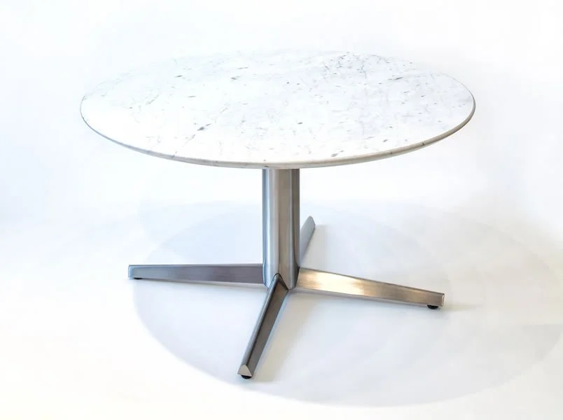 White round stone tabletop Asteri collaborative and cafe table