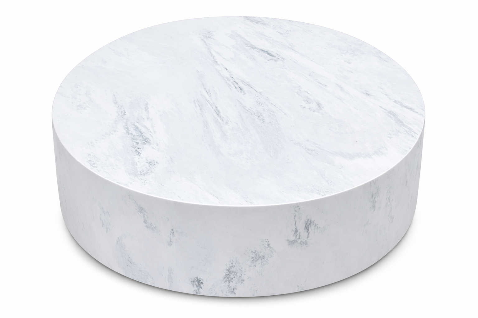Carrera Round Drum Occasional Table in stone.