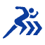 Icon of a running person in blue
