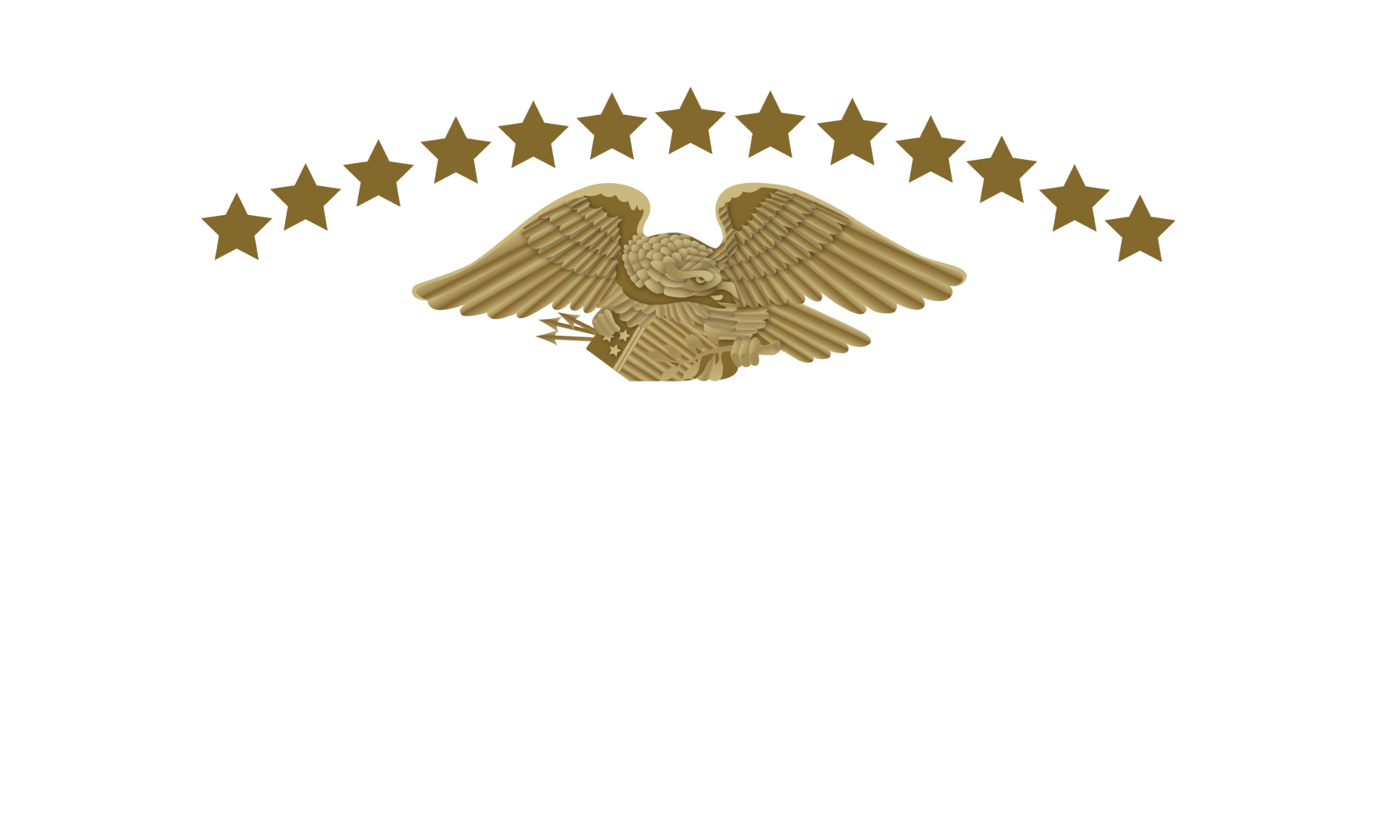 Logo of American Village Citizenship Trust featuring a golden eagle, a semi-circular row of ten gold stars above, with text "American Village" in large white letters and "Citizenship Trust" in smaller letters below.