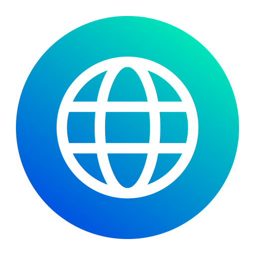 An abstract logo with a circular design in shades of blue and teal, featuring geometric shapes and gradients.