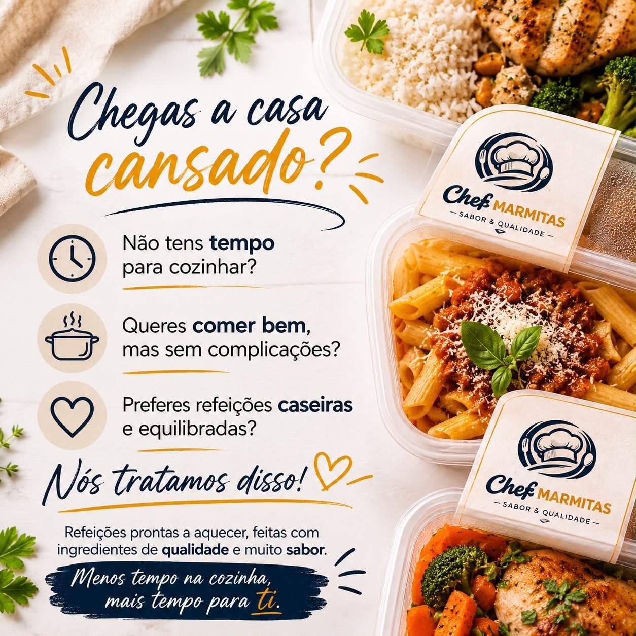🍽️ Est&aacute; quase a chegar! 🎉

Em breve, j&aacute; vais poder fazer as tuas encomendas e desfrutar de refei&ccedil;&otilde;es caseiras, saborosas e prontas a aquecer, sem complica&ccedil;&otilde;es.

Fica atento &agrave;s nossas redes sociais, p