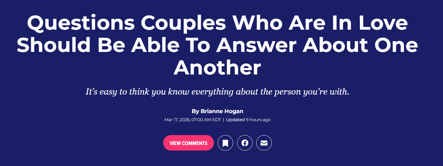 Questions Couples Who Are in Love Should Be Able To Answer About One Another