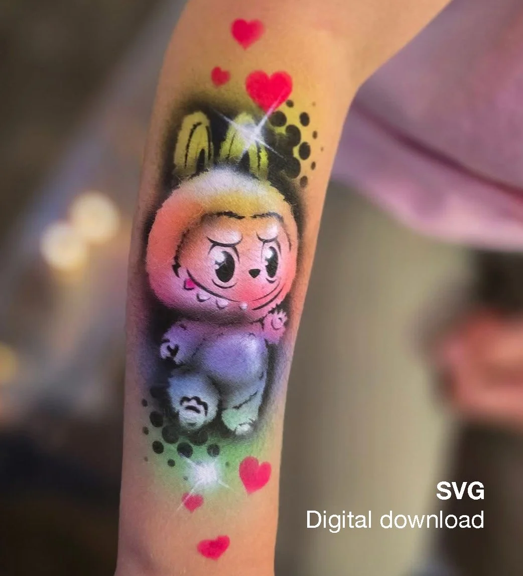 Labubu Character Airbrush Stencil