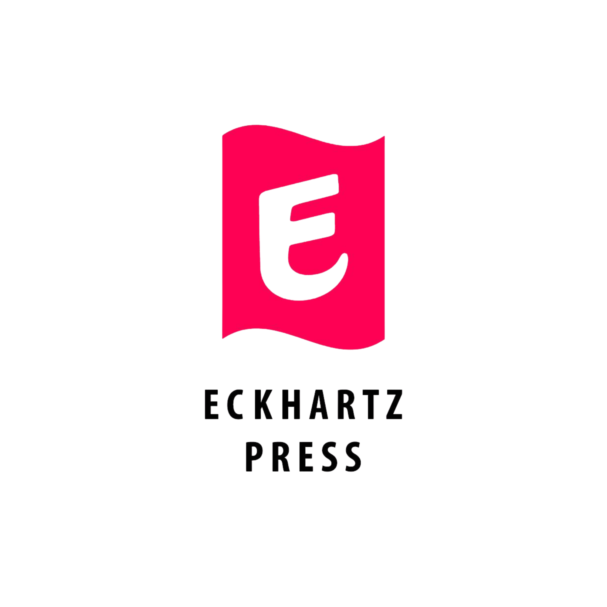 Logo of 'Eckhartz Press' with a stylized pink and white book icon and text below it.