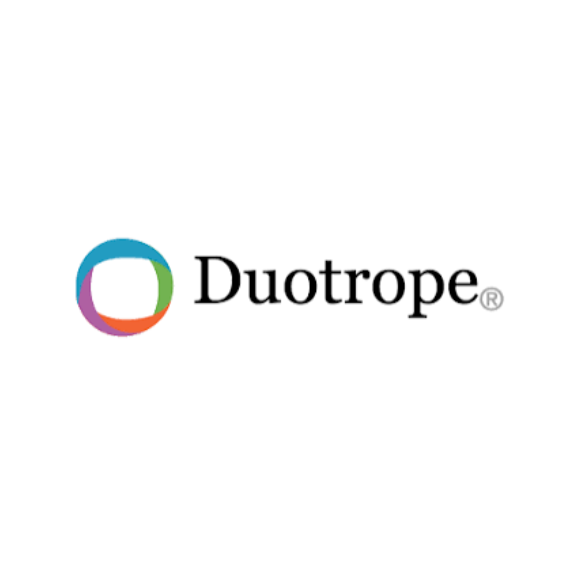Partial view of a logo with colorful circular design and the word 'Duotrope' in black text.