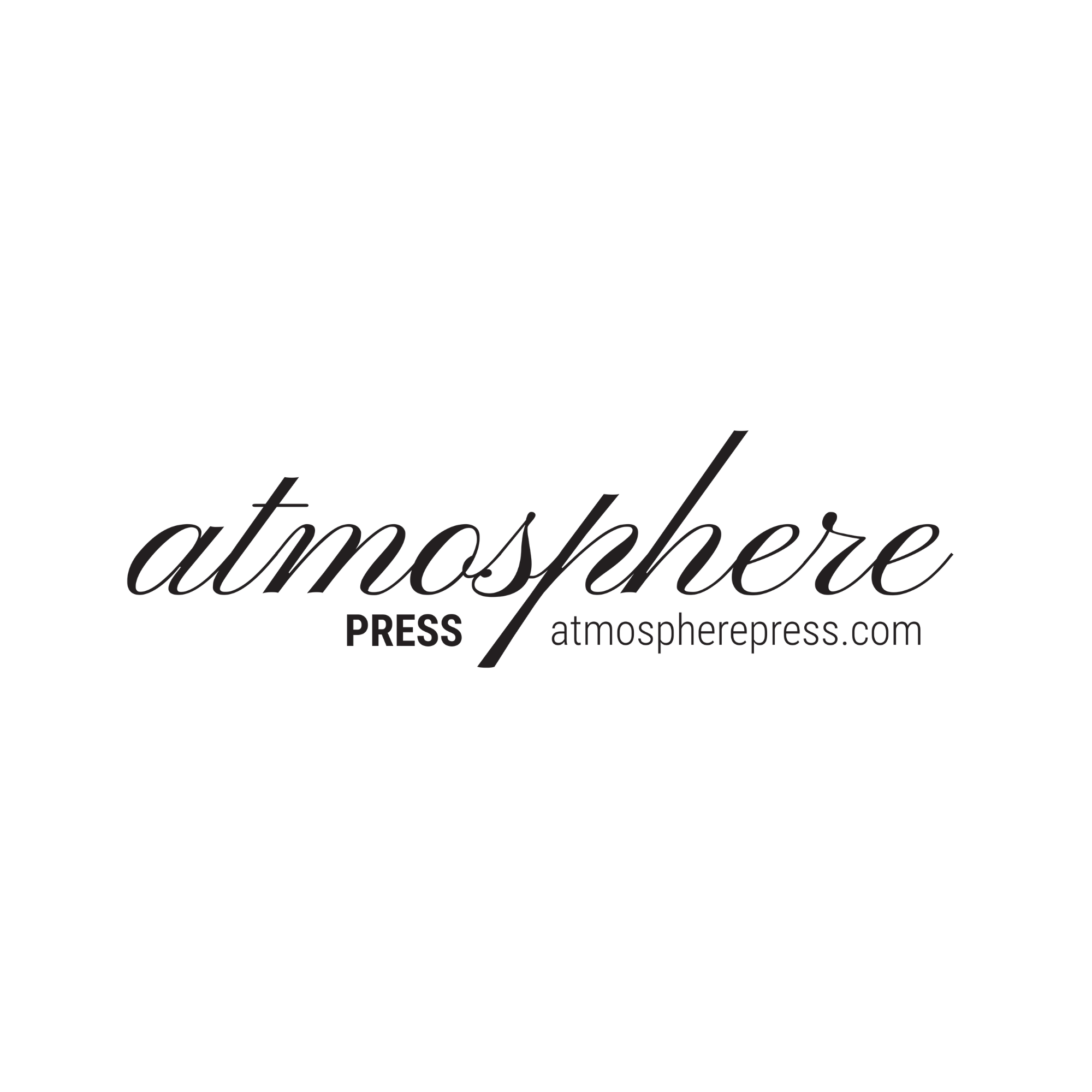The image contains the word 'atmosphere' in a cursive font, with 'PRESS' in all caps beneath it, and the website 'atmospherepress.com' at the bottom.