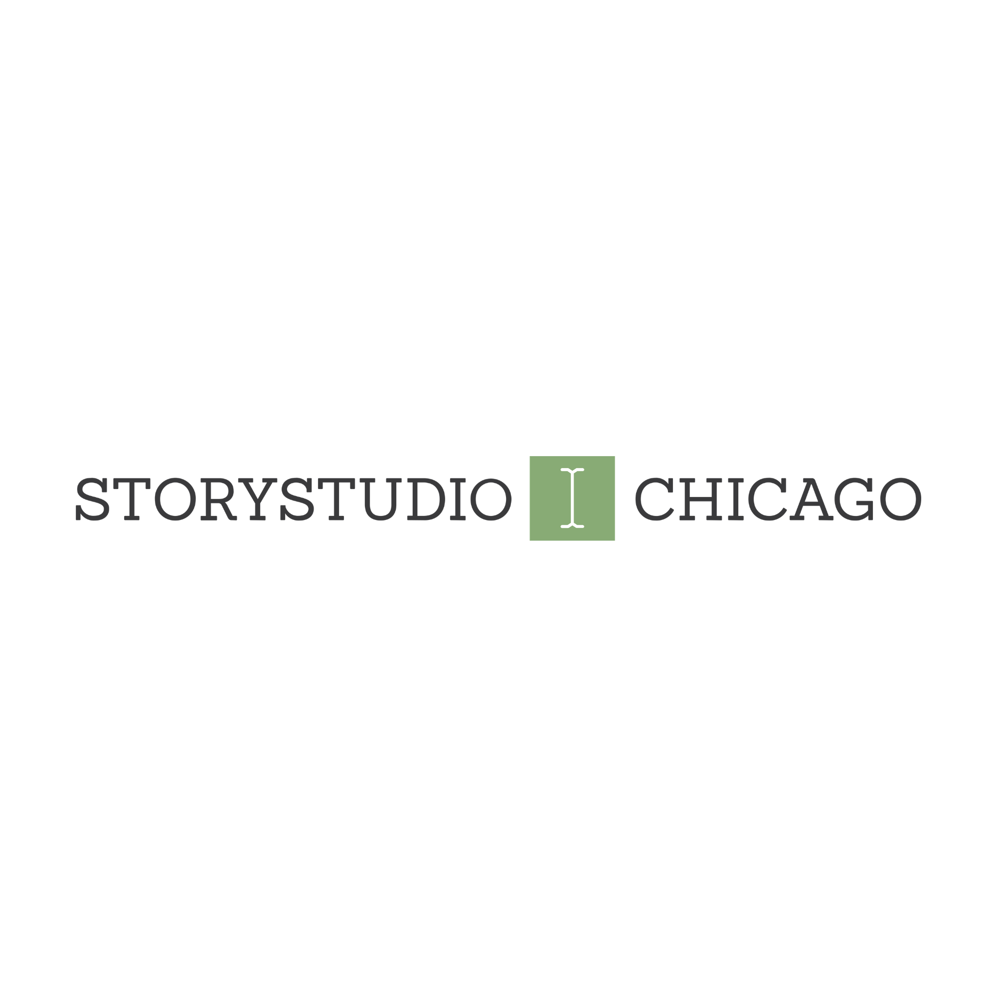 Logo for StoryStudio Chicago with a tree illustration and black text.