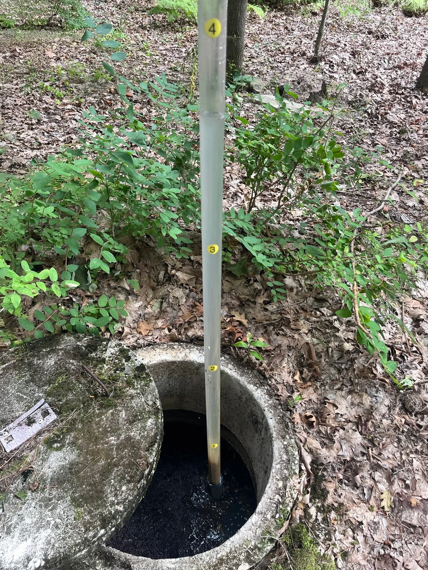 checking water levels during a septic inspection in Shiocton, WI
