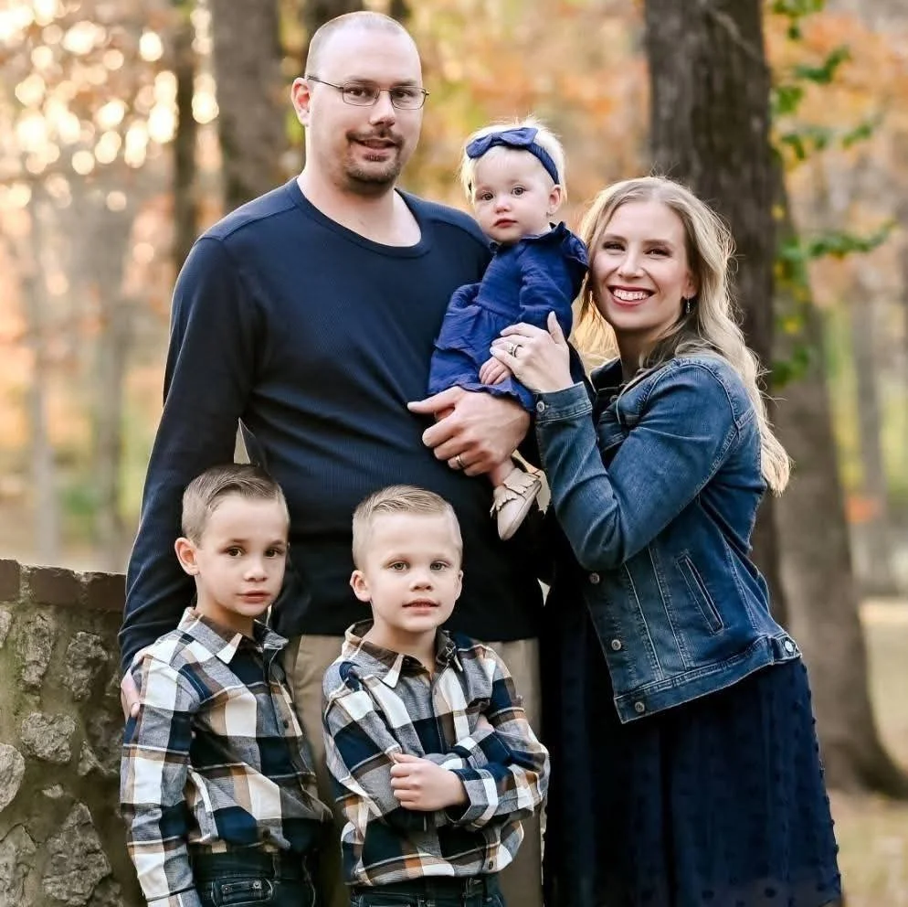 Company founder with family, wife and three children.