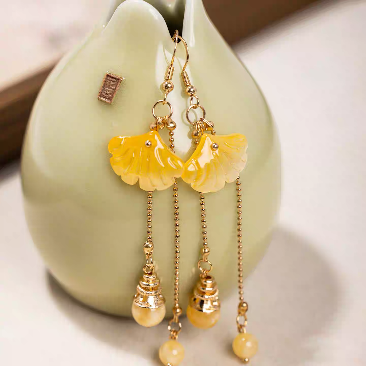 Ginkgo Leaf Earrings: Ear Hooks or Ear Clips