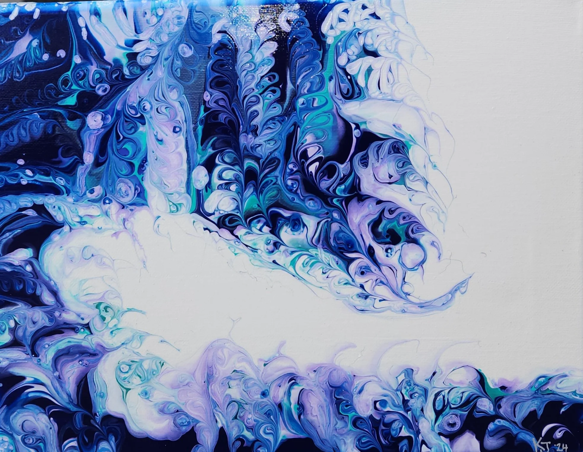 Tranquil Ocean Wave Embellished Canvas Art