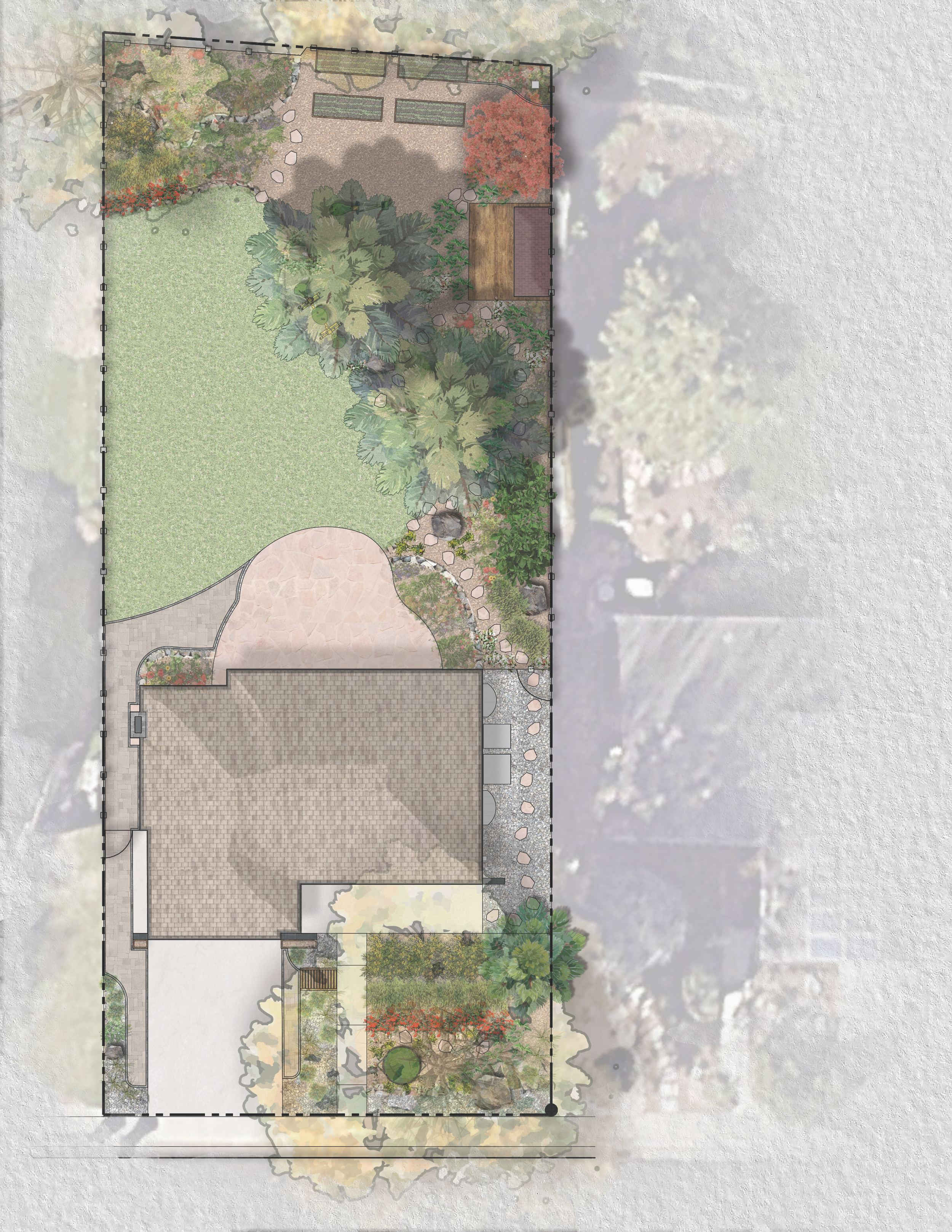 Site Plan of the Mercer Residence landscape design by Leah Bruck in Denver Colorado