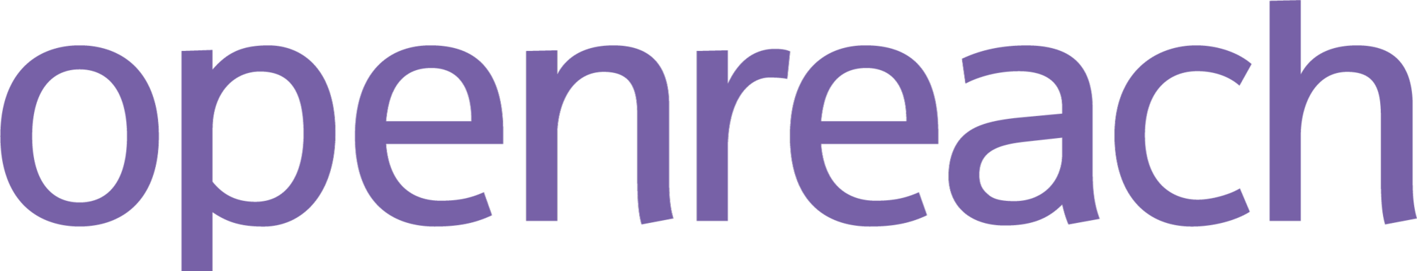 Close-up of a purple word 'openreach' in lowercase letters.