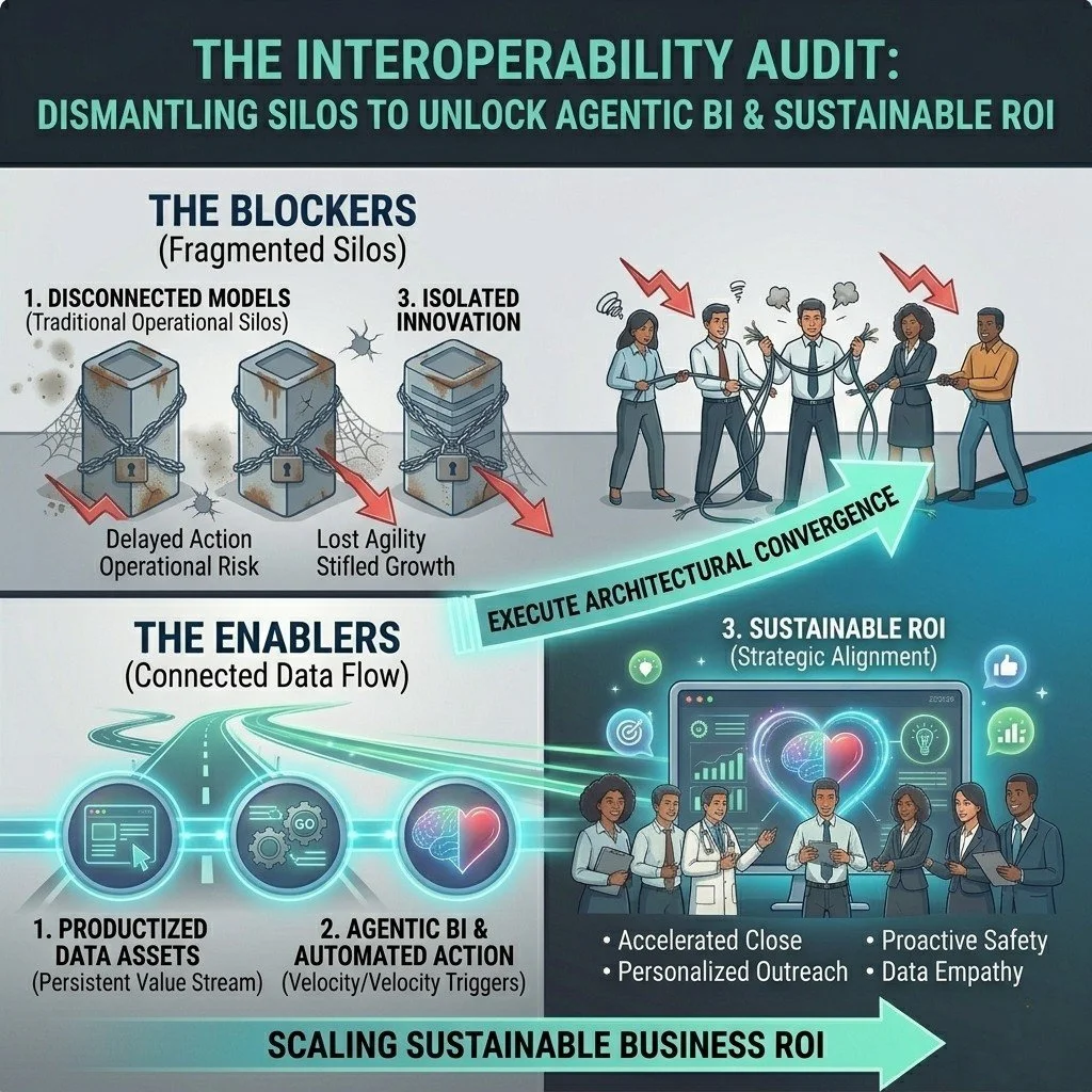 𝗧𝗵𝗲 𝗜𝗻𝘁𝗲𝗿𝗼𝗽𝗲𝗿𝗮𝗯𝗶𝗹𝗶𝘁𝘆 𝗔𝘂𝗱𝗶𝘁: 𝗗𝗶𝘀𝗺𝗮𝗻𝘁𝗹𝗶𝗻𝗴 𝗦𝗶𝗹𝗼𝘀 𝘁𝗼 𝗨𝗻𝗹𝗼𝗰𝗸 𝗔𝗴𝗲𝗻𝘁𝗶𝗰 𝗕𝗜 𝗮𝗻𝗱 𝗦𝘂𝘀𝘁𝗮𝗶𝗻𝗮𝗯𝗹𝗲 𝗥𝗢𝗜