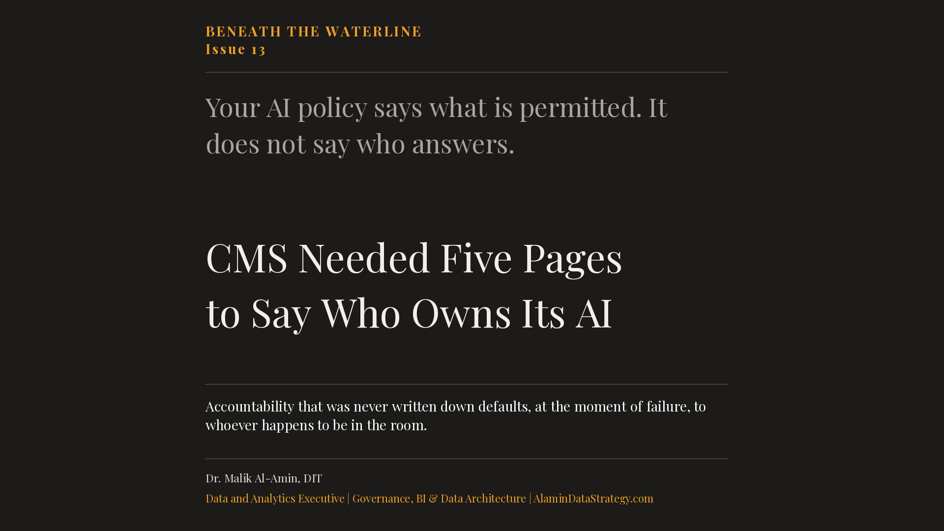 CMS Needed Five Pages to Say Who Owns Its AI