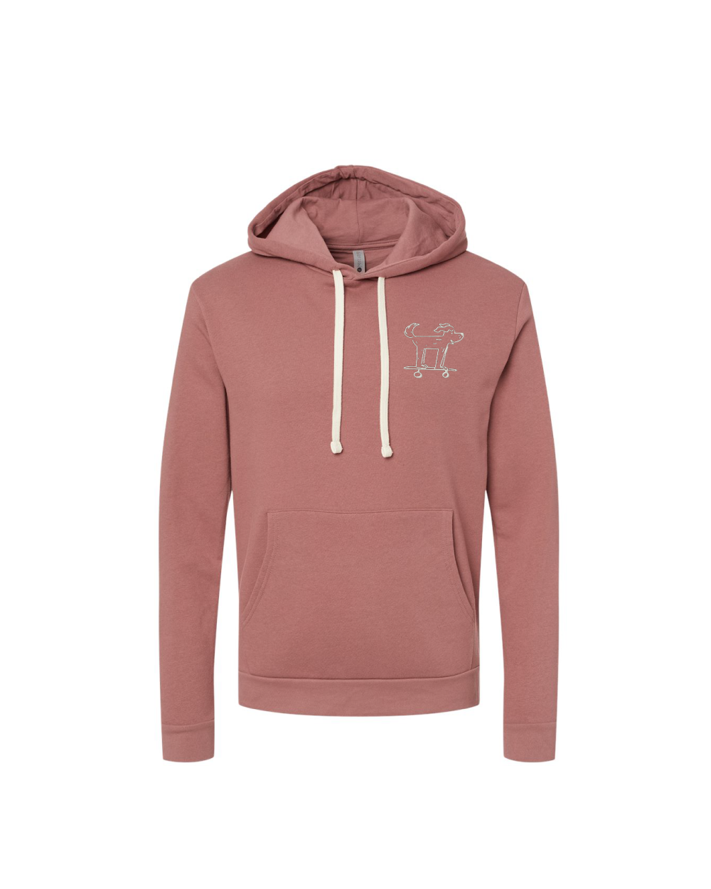 EMBROIDERED SKATEBOARDING DOG ADULT HOODIE