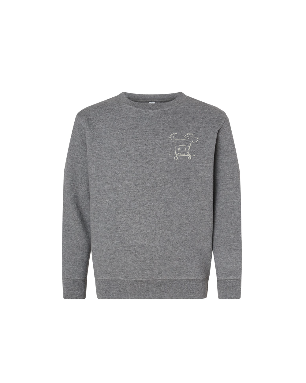 EMBROIDERED SKATEBOARDING DOG KIDS CREWNECK